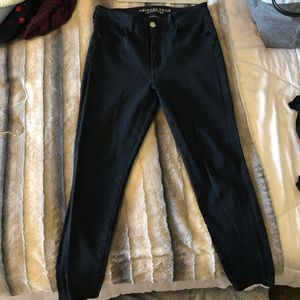 plain black hi rise jeggings